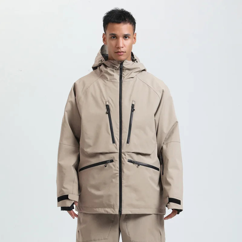 Hooded Long Sleeve Snow Sport Jacket with Front Closure