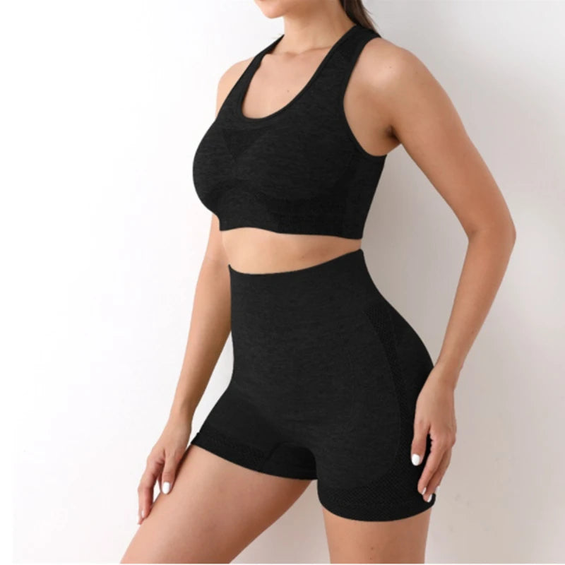 Women's Racerback Bra And Shorts Yoga Set For Workout Outfits