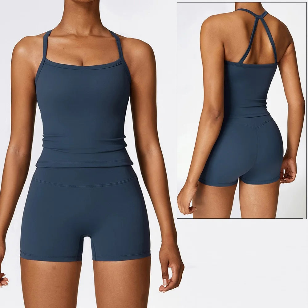 Women's Sports Bra and Shorts Workout Set