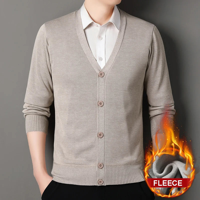 Men's V Neck Button Front Knit Cardigan