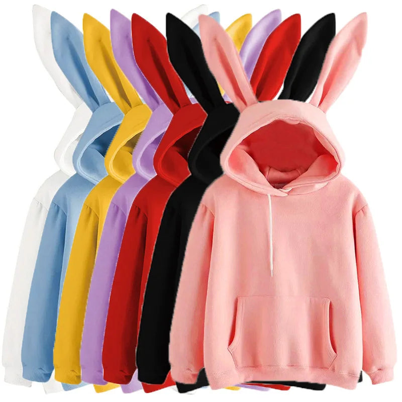 Rabbit Ear Long Sleeve Pullover Casual Hoodie for Layering