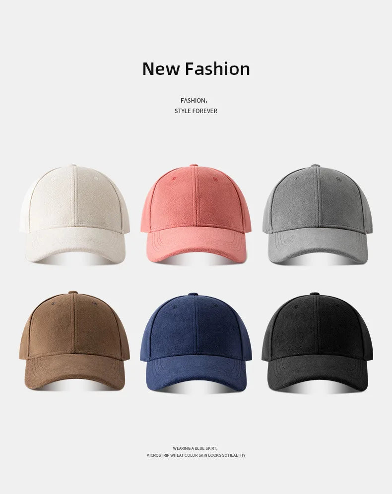 Plain Baseball Cap with Curved Brim and Paneled Crown