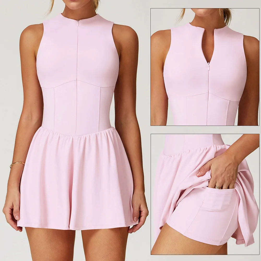 Women's Zip-Front Sleeveless Tennis Dress