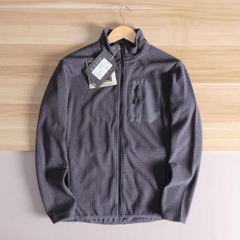 Stand Collar Long Sleeve Full Zip Fleece Casual Jacket