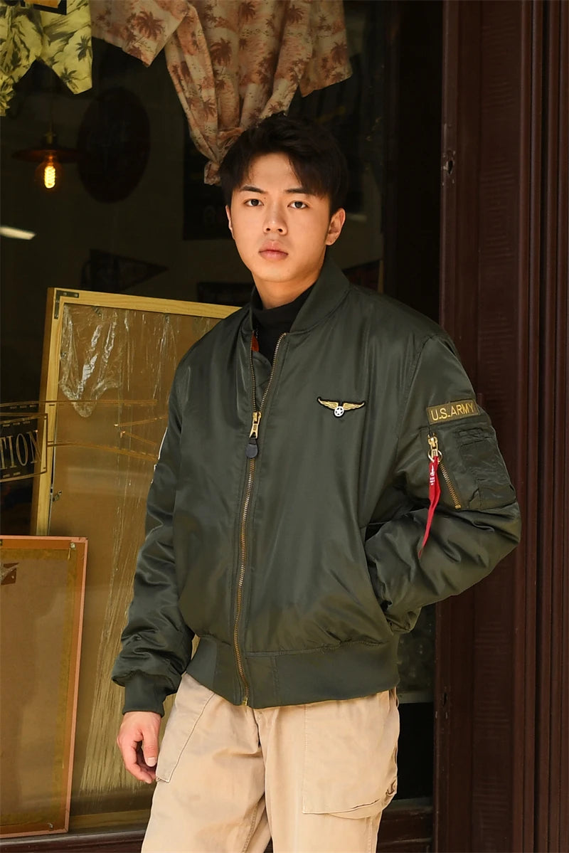 Men's Bomber Jacket Casual Fall Winter Military Jacket and Coats Outwear