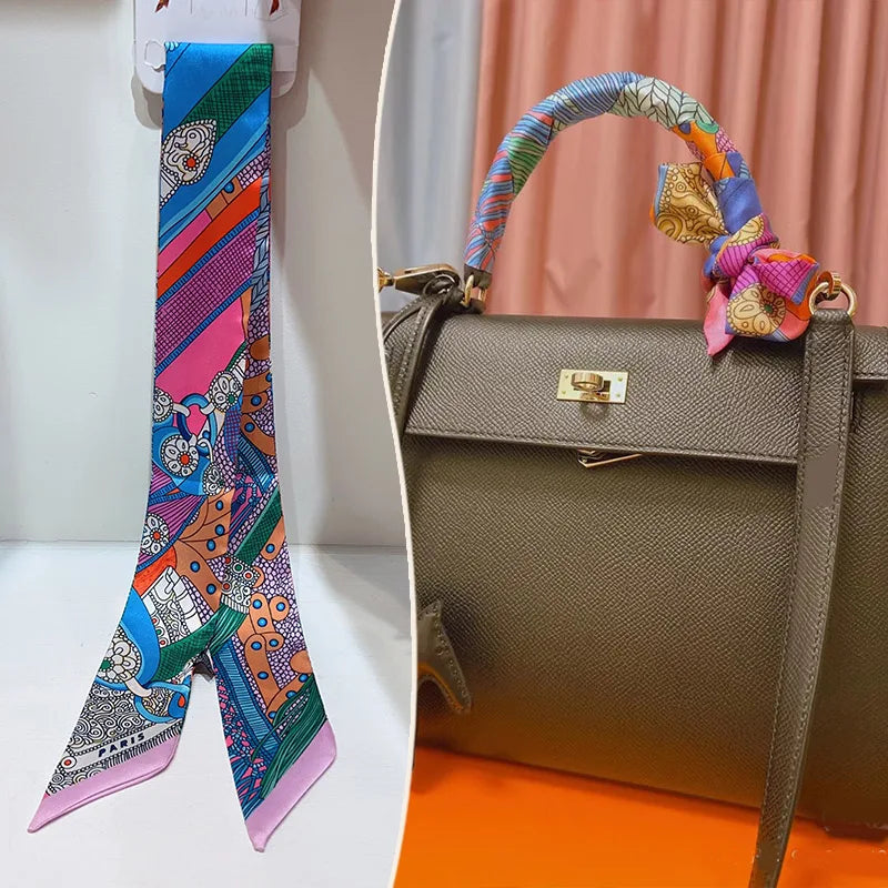Printed Skinny Scarf for Neck and Bag Handle Styling