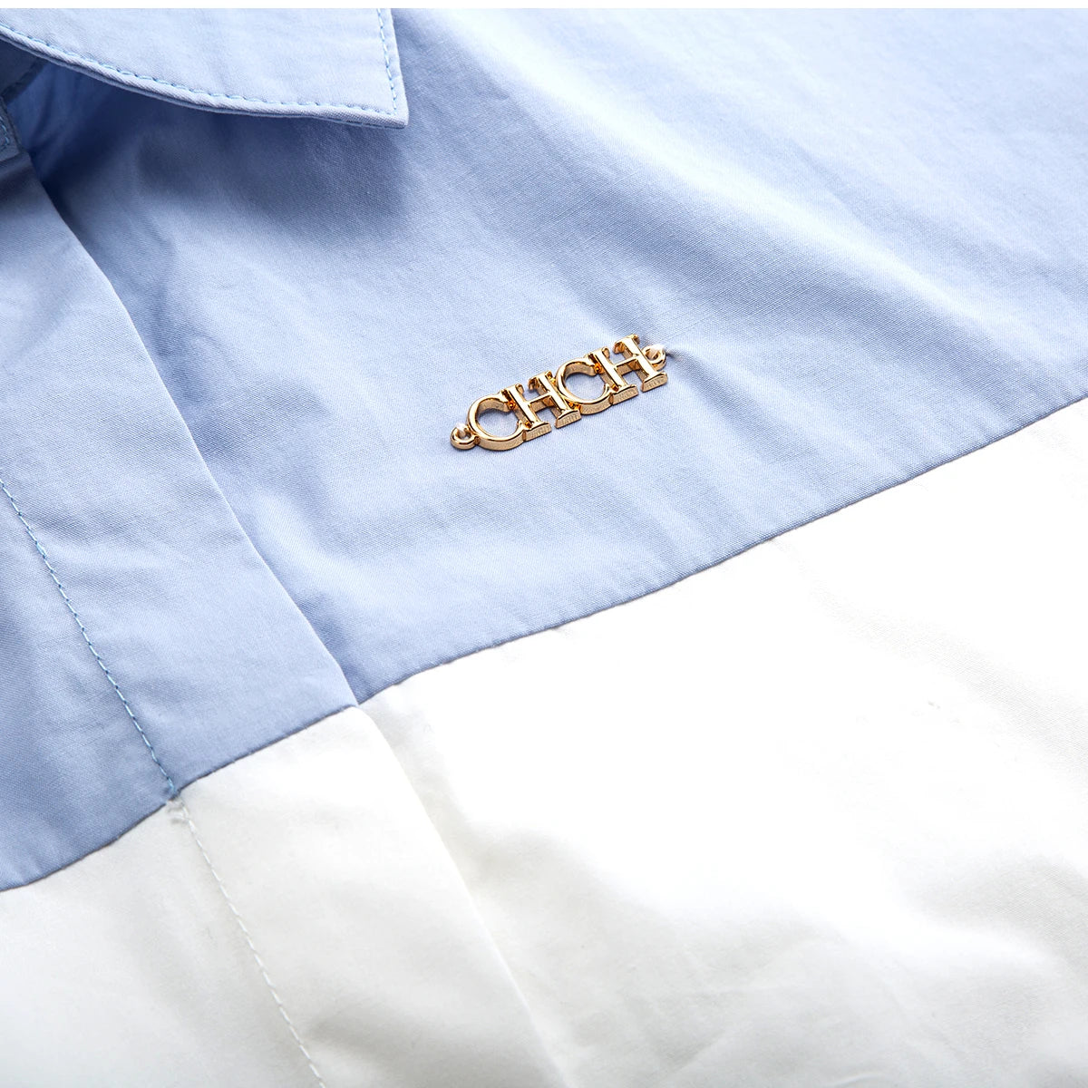 Women's Colour Block Collared Shirt with Wide Sleeves