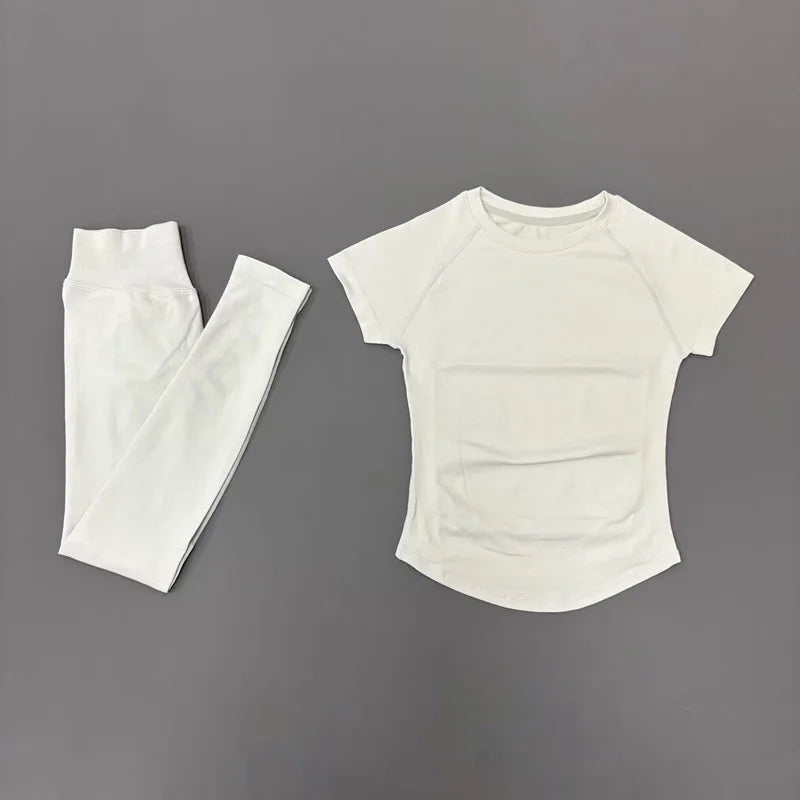 Women's Tee And Leggings Yoga Set For Workout Outfits