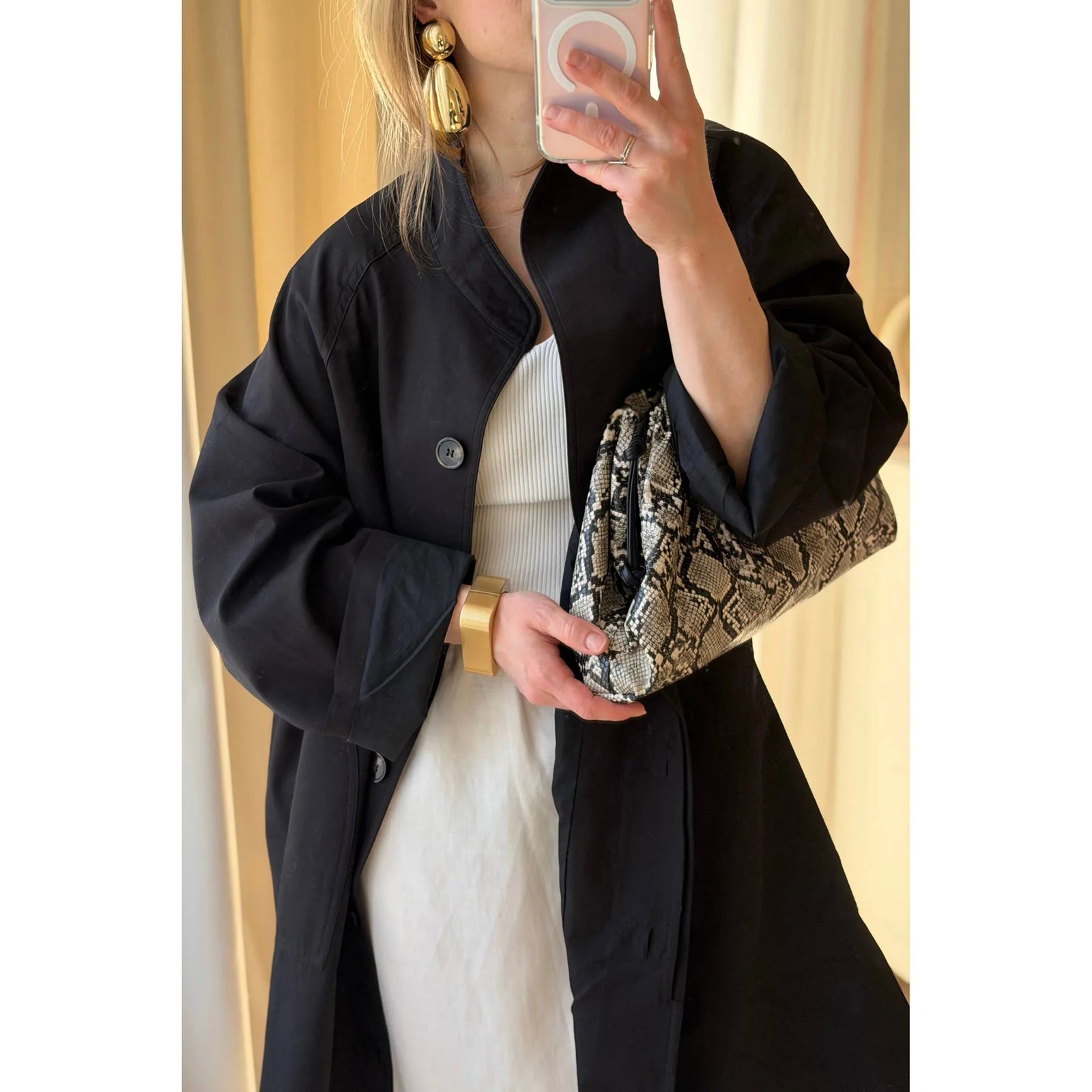 Women's Cotton-Lyocell Button-Front Trench Coat