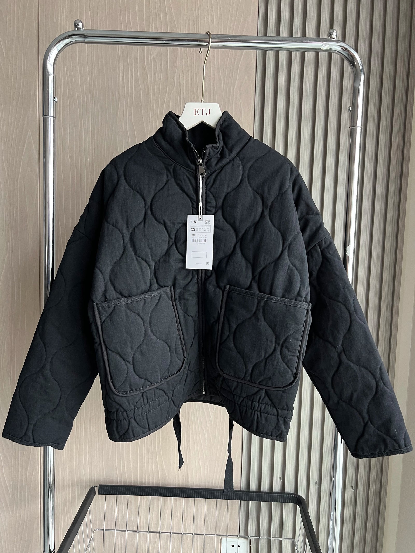 Stand Collar Long Sleeve Quilted Padded Casual Jacket
