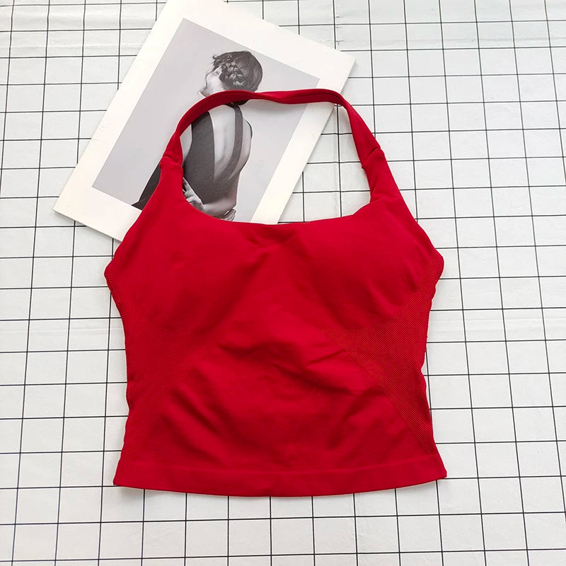 Women's Halter Neck Longline Sports Tank Top For Workout Outfits