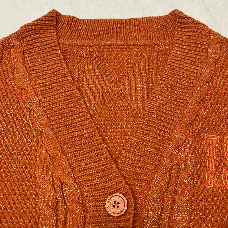 Women's Star Patterned Chunky Button Front Cardigan Casual Knit Layer