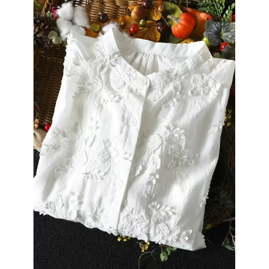 Women's Floral Stand Collar Shirt