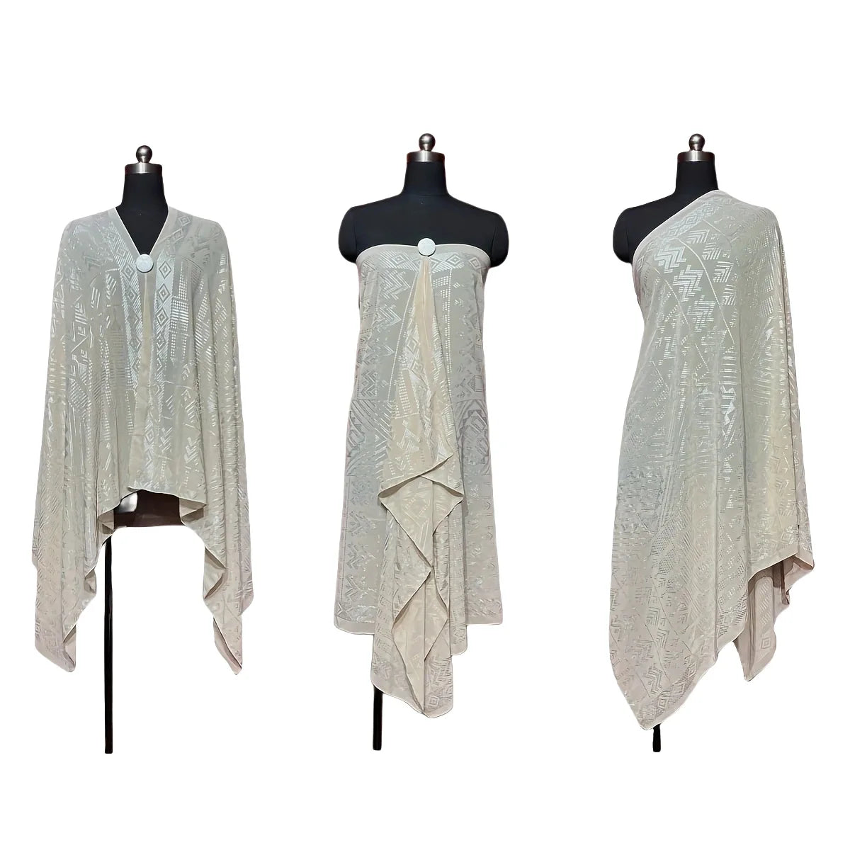 Gold Print Sheer Wrap Scarf for Layering over Outfits