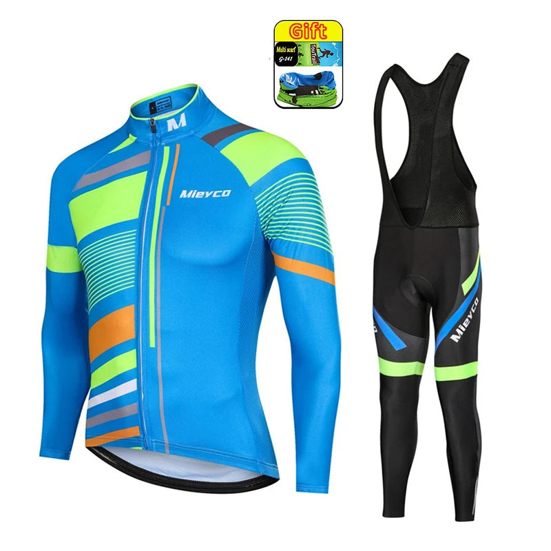 Men Autumn Long Sleeve Cycling Jersey Set MTB Mountain Bike Sportswear Slim Fit