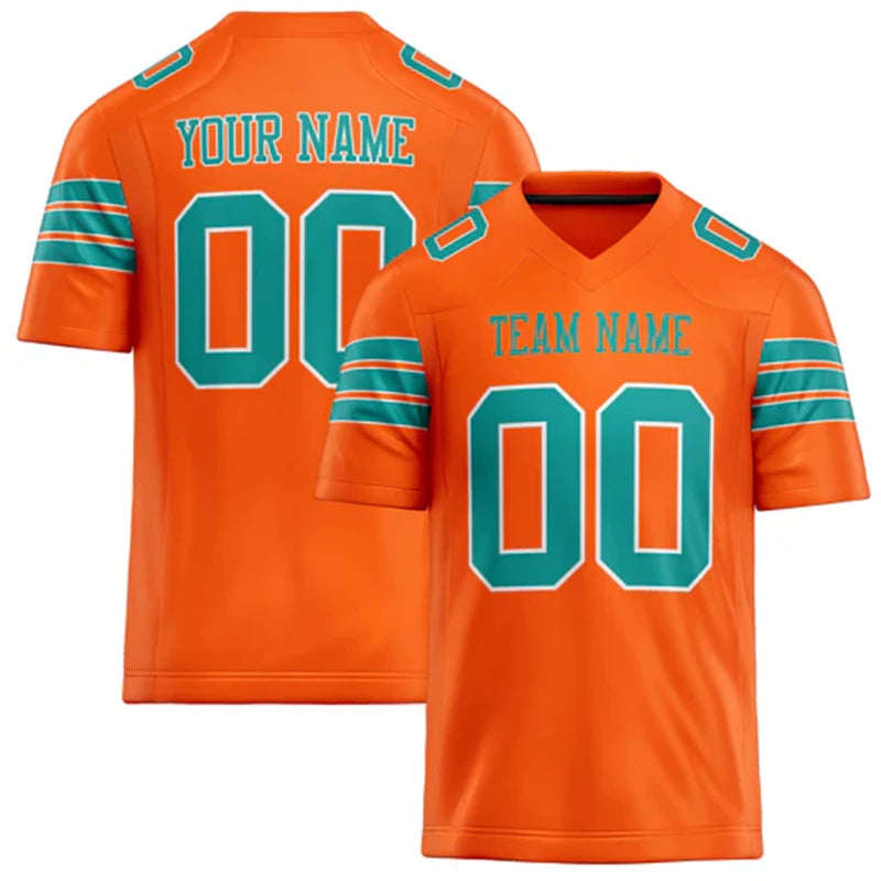 Orange Number Football Short Sleeve Jersey For Sports Outfits