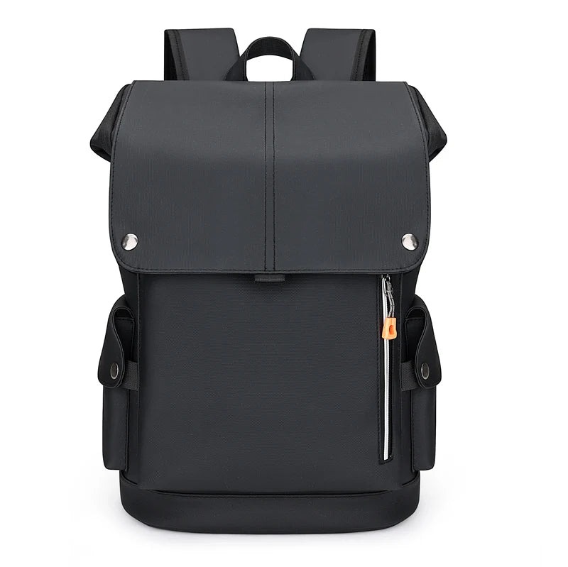 Men's Flap Backpack with Contrasting Panels and Buckle Strap Details