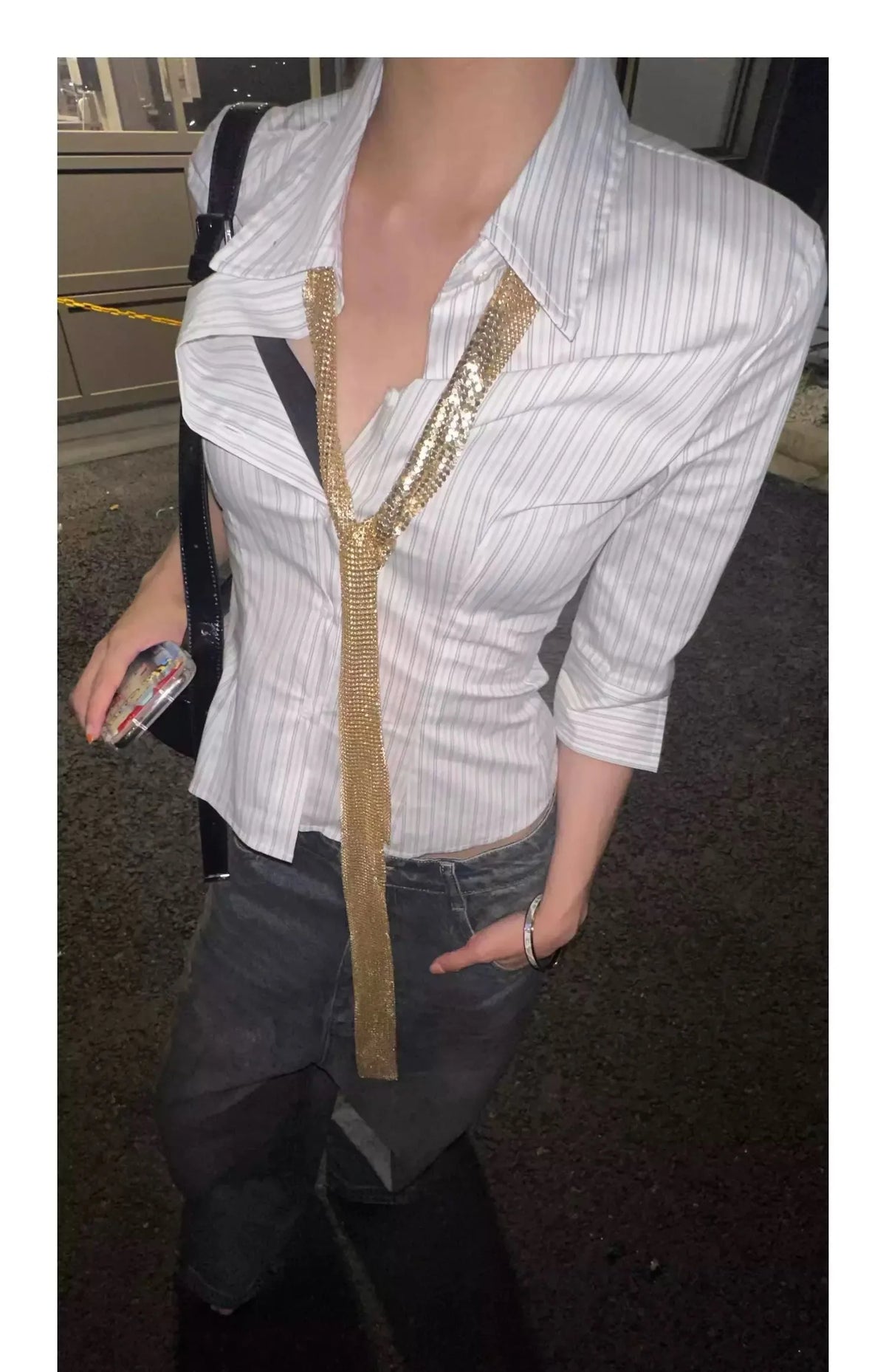 Women's Striped Collared Button Front Shirt