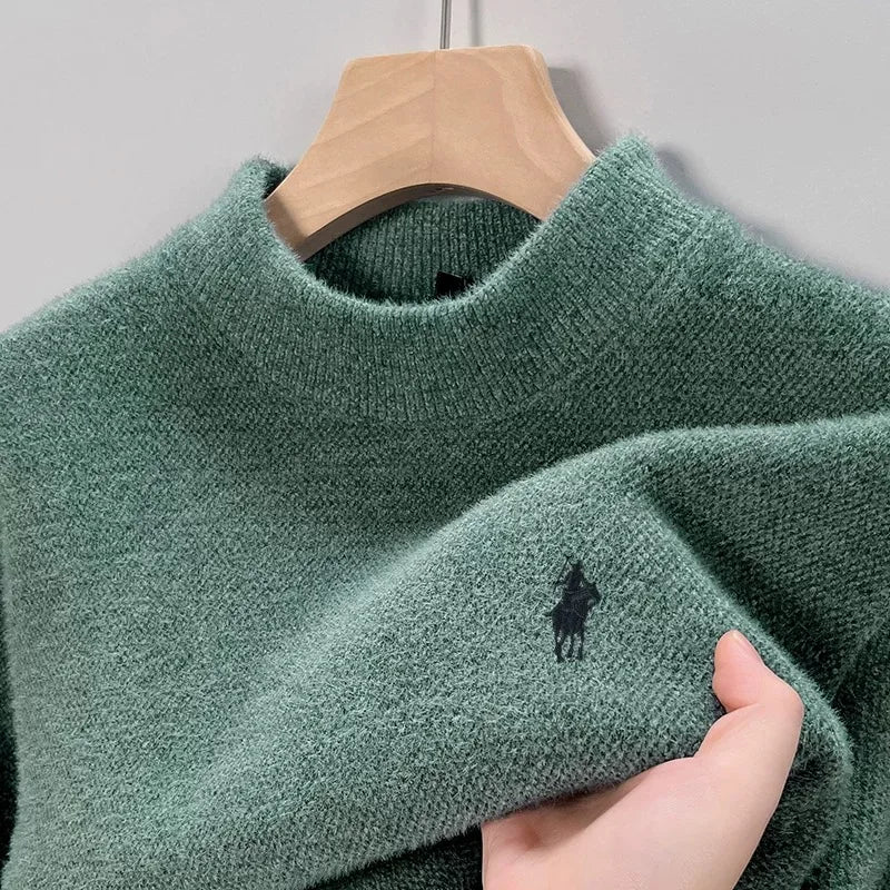 Men's Embroidered Crew Neck Long Sleeve Knit Sweater