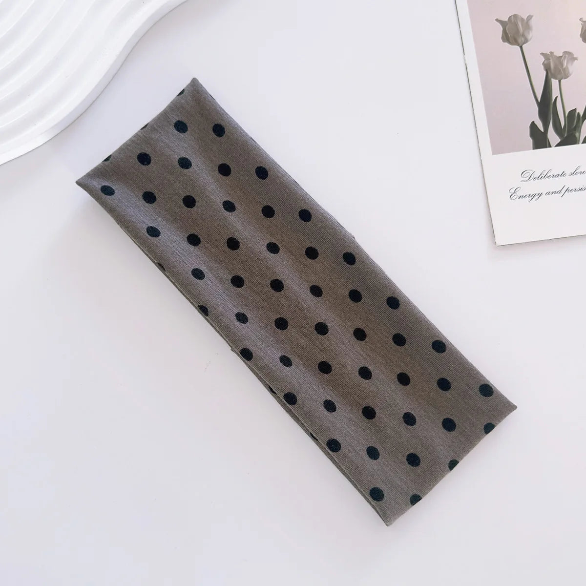 Polka Dot and Button Style Fabric Headband for Hair Styling