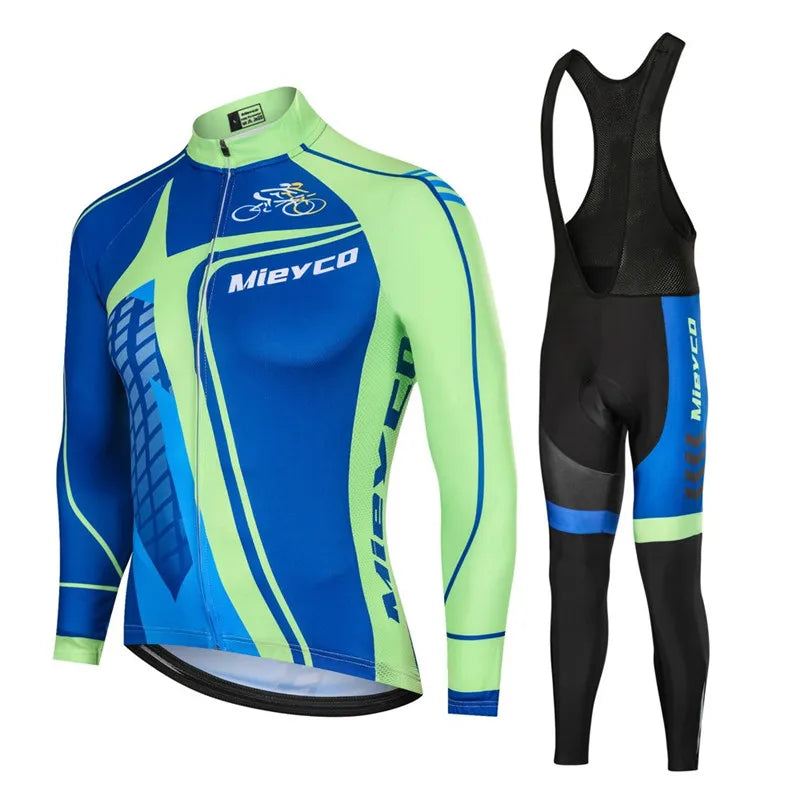 Men Long Sleeve Cycling Jersey Set MTB Road Bike Breathable Outdoor Cycling Suit