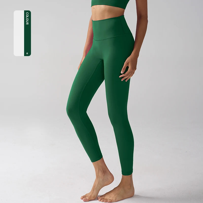 Women's High-Waist Nylon-Elastane Stretch Ankle-Length Yoga Leggings