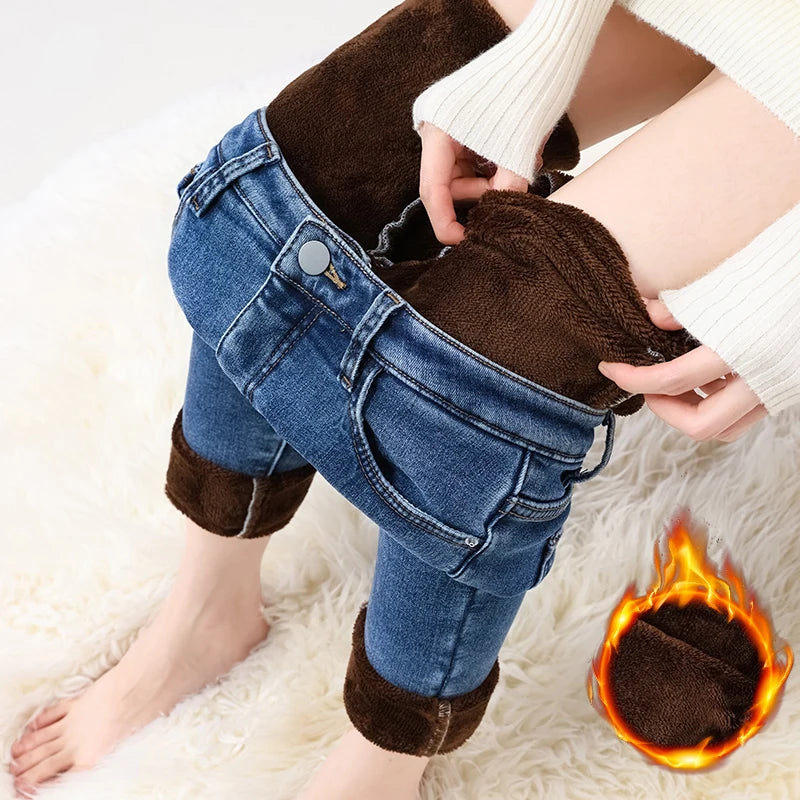 Women's Fleece Lined Skinny Leg Denim Jeans For Everyday Outfits