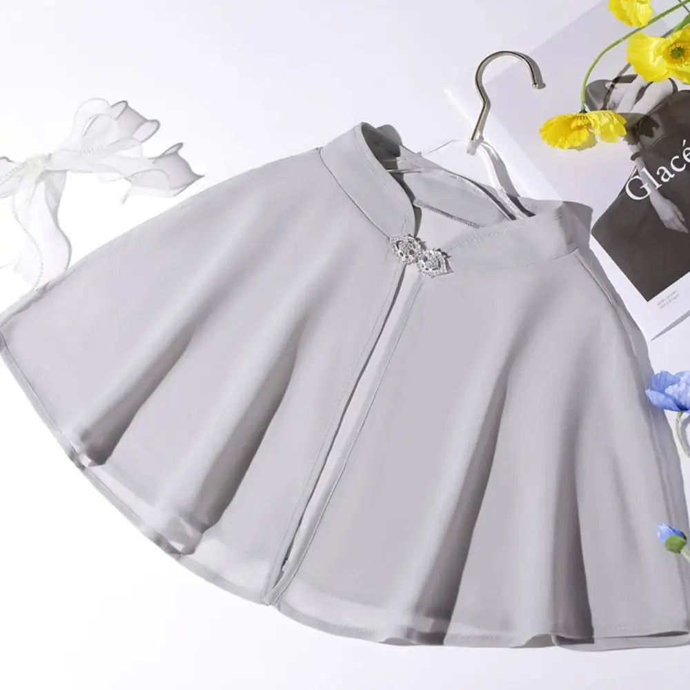 Clasp Front Chiffon Capelet for Layering over Dresses and Tops