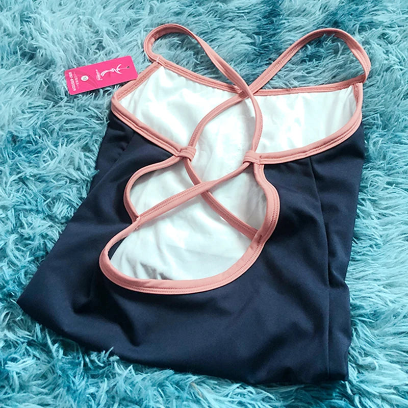 Cross Back Camisole Ballet Leotard with Contrast Straps and Mixed Sizes