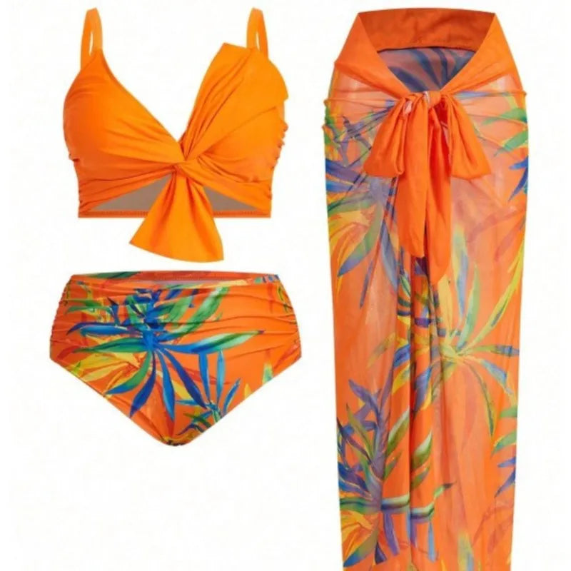 Women's Printed Wrap Top Bikini with Matching Wide Leg Pants