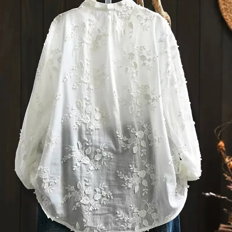 Women's Floral Stand Collar Shirt