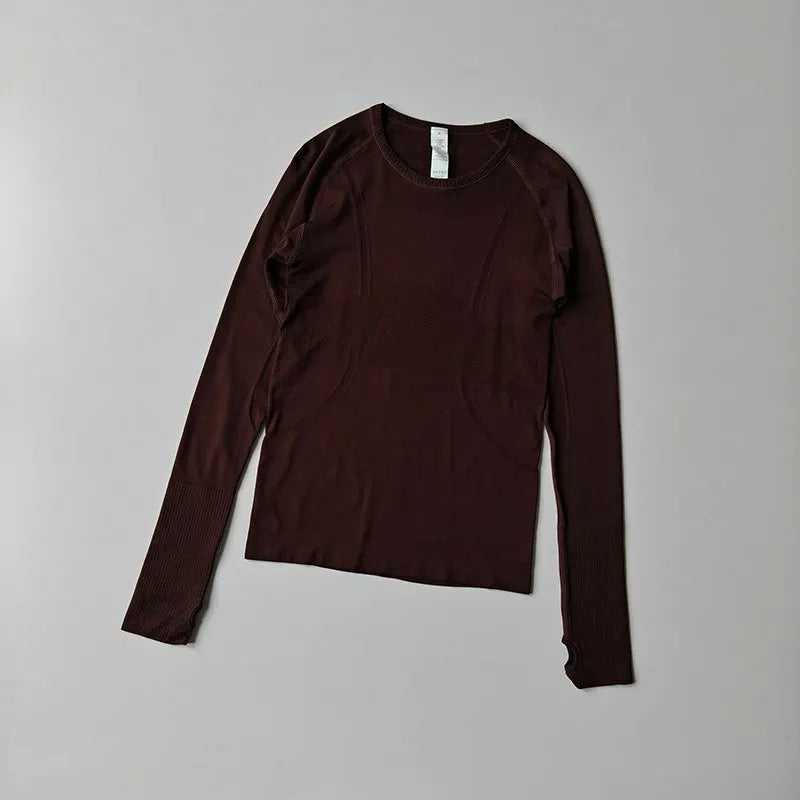 Women's Fitted Crew Neck Long Sleeve T-shirt For Workout Outfits