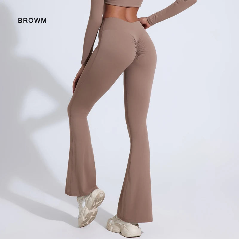 Women's Scrunch V Back Flared Leggings For Workout Outfits