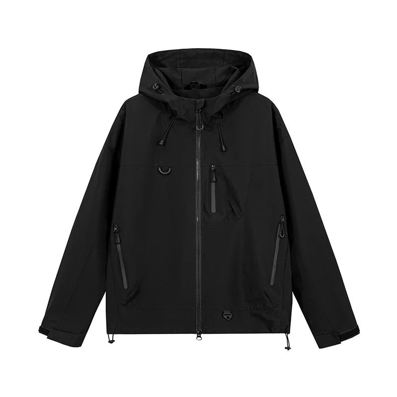 Hooded Long Sleeve Full Zip Outdoor Hiking Jacket with Pockets