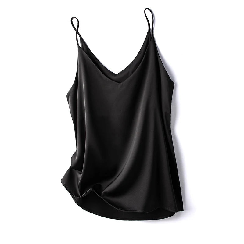 Women's Draped Camisole with a V Neckline and Thin Shoulder Straps
