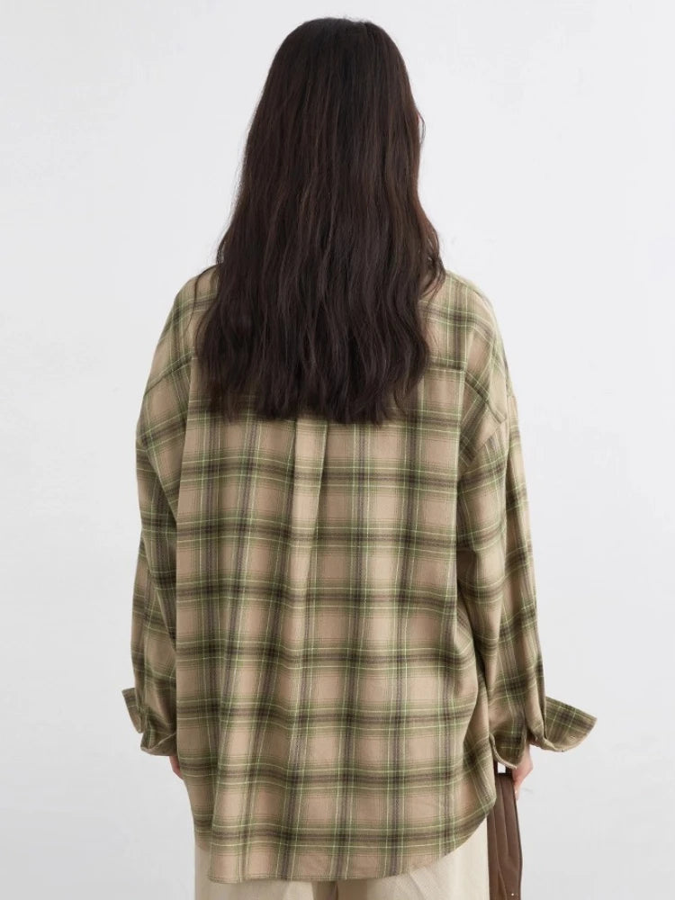 Women's Checked Collared Long Sleeve Shirt