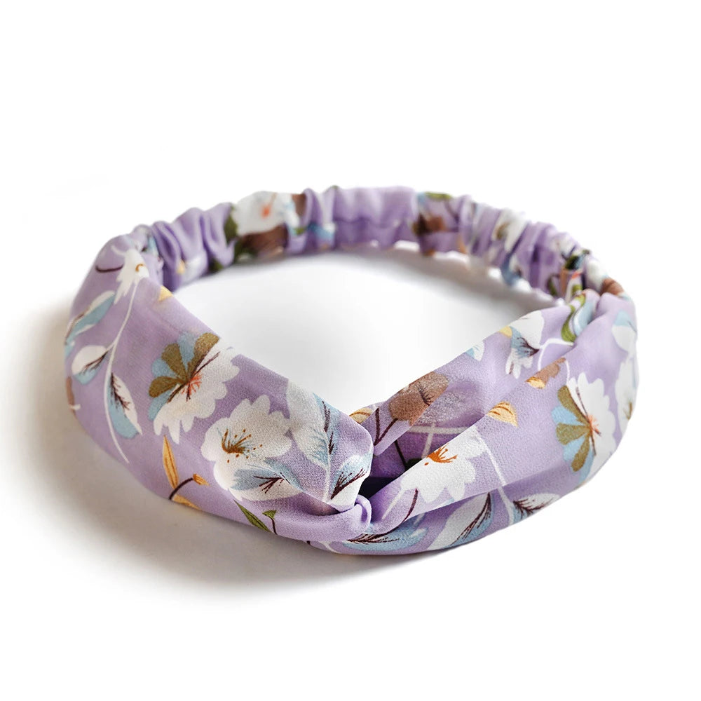 Floral Print Twist Front Elastic Headband for Everyday Hair Styling