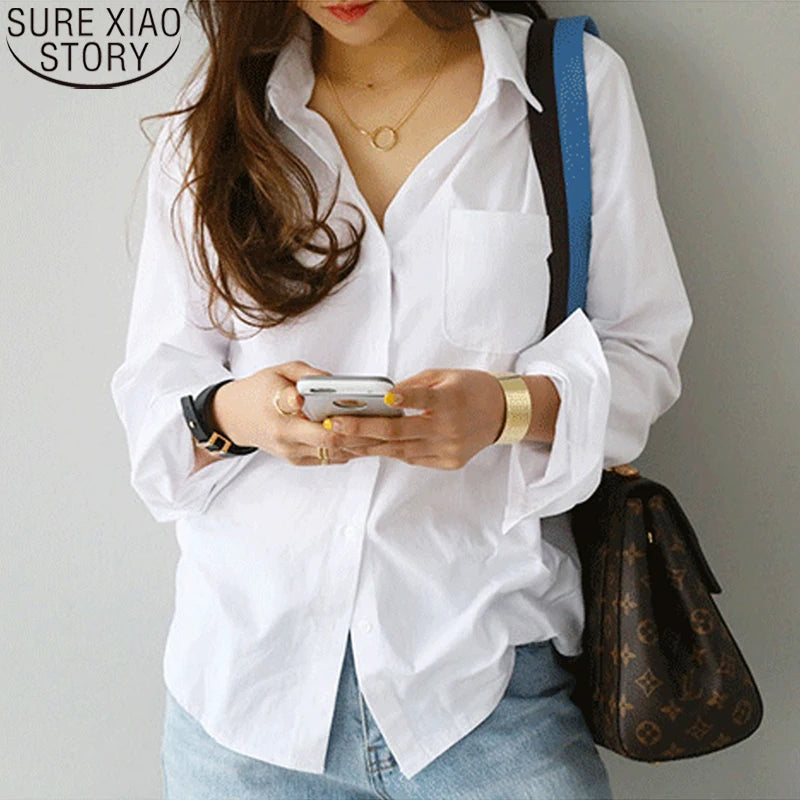Women's Loose Collared Long Sleeve Shirt