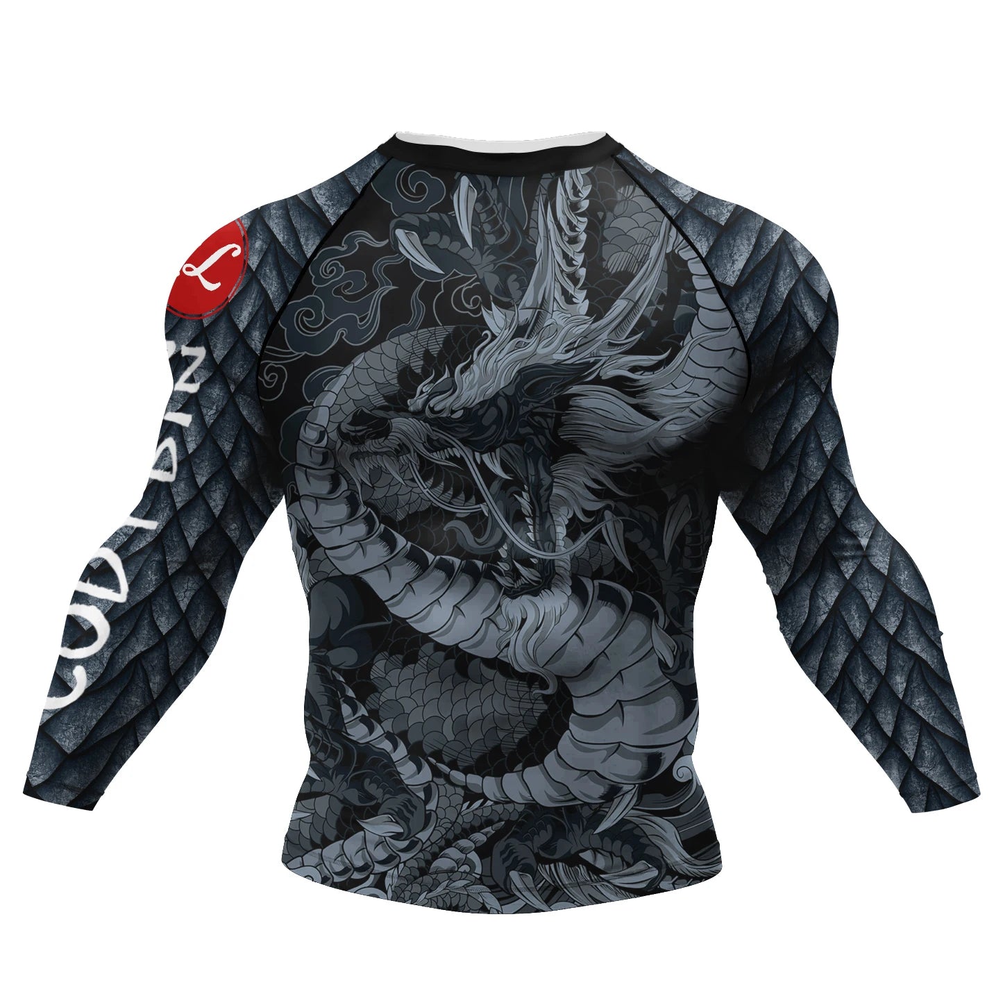 Graphic Long Sleeve Fitted Rash Guard for Training Wear