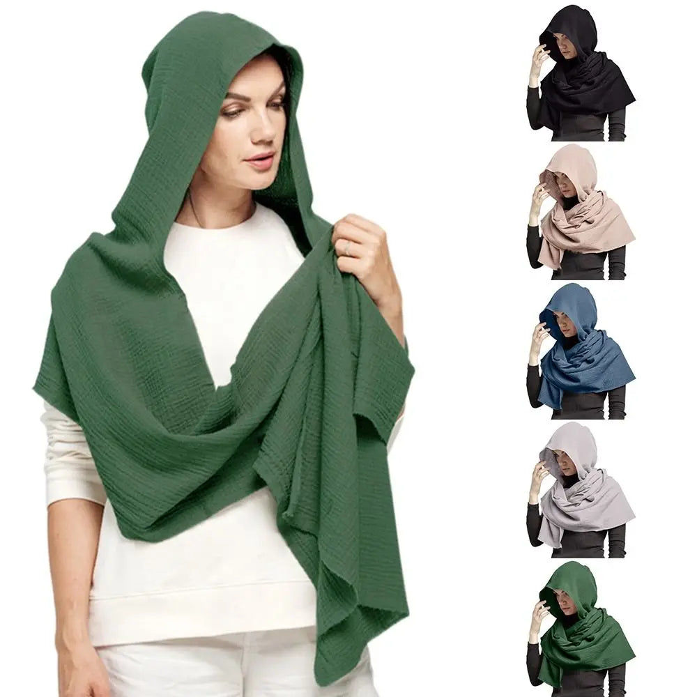 Hooded Draped Cowl Scarf for Layering over Outfits