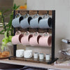Vintage Wood Coffee Mug Holder Stand 2 Tier Countertop Mug Tree Holder Rack Base Coffee Mug Holder Stand