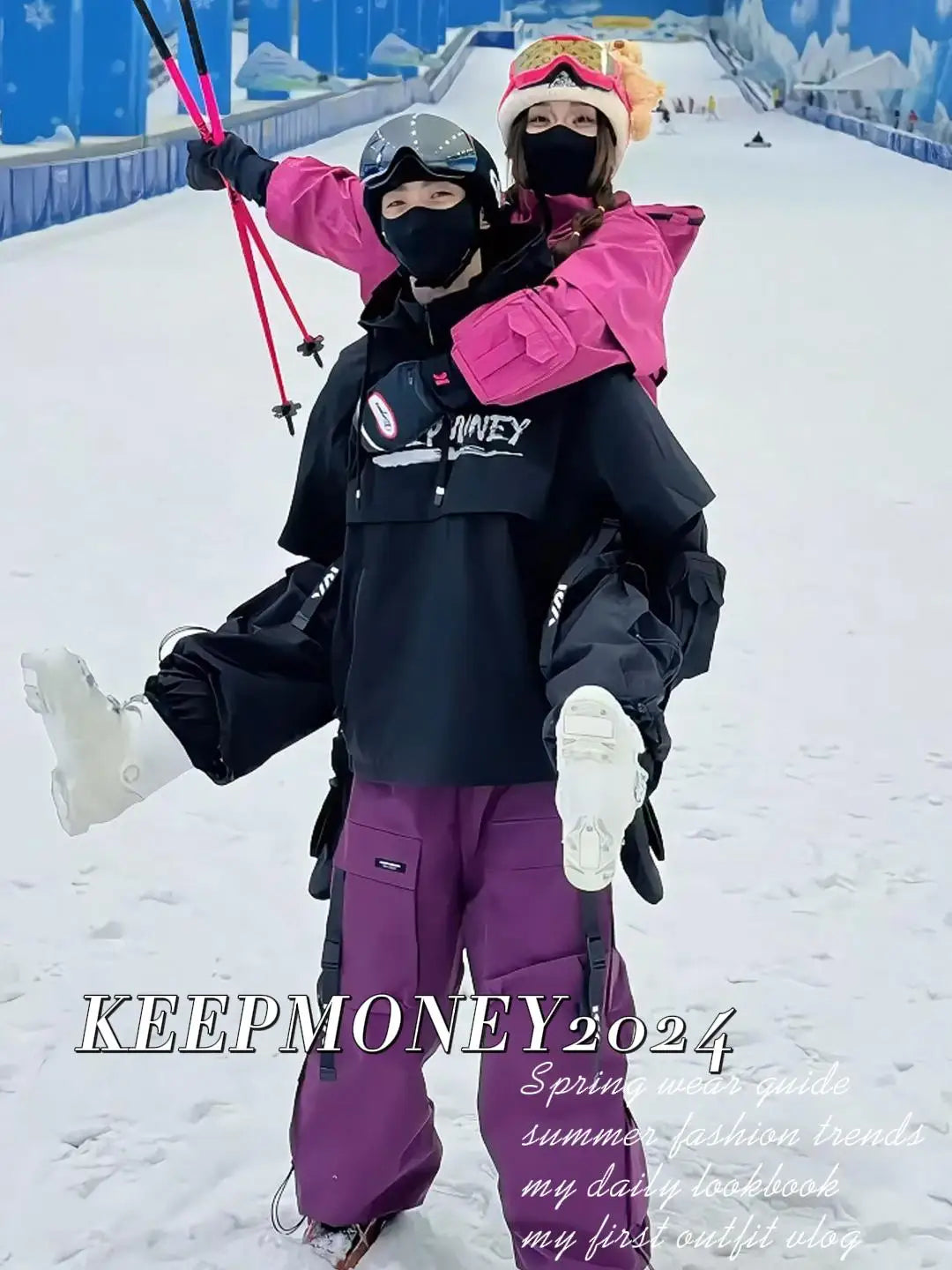 Hooded Ski Jacket and Pants Clothing Set with Style Options