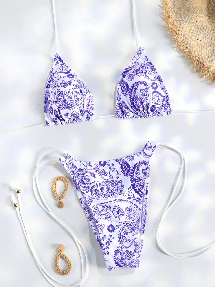 Printed Triangle Bikini
