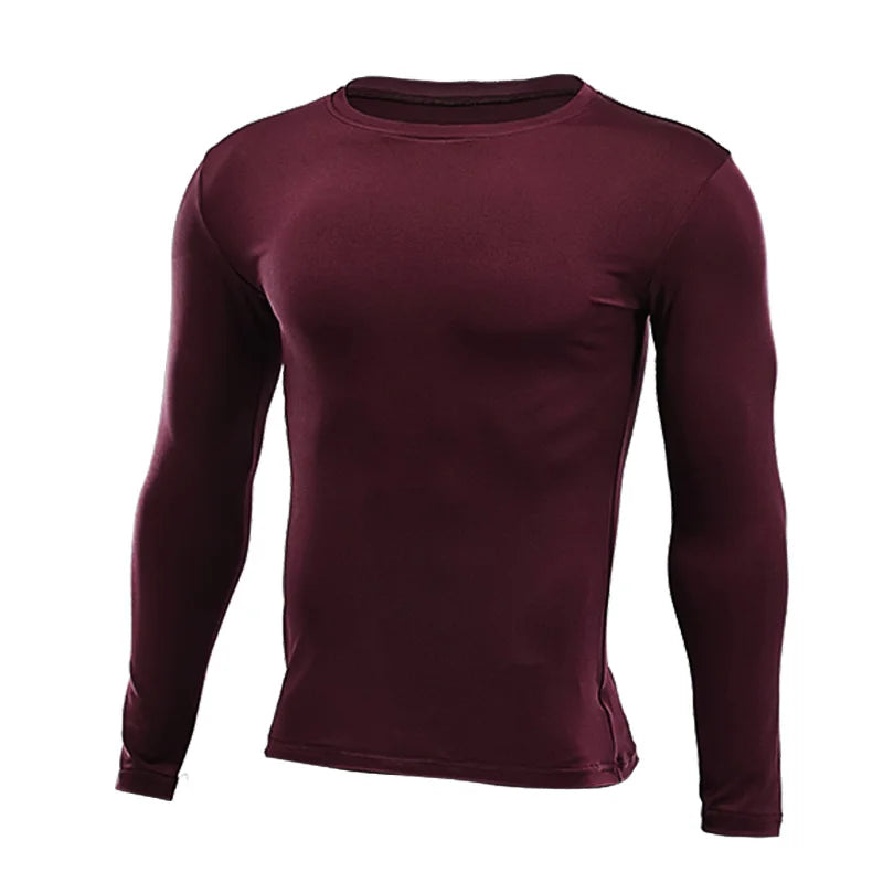 Fitted Crew Neck Long Sleeve Compression T Shirt