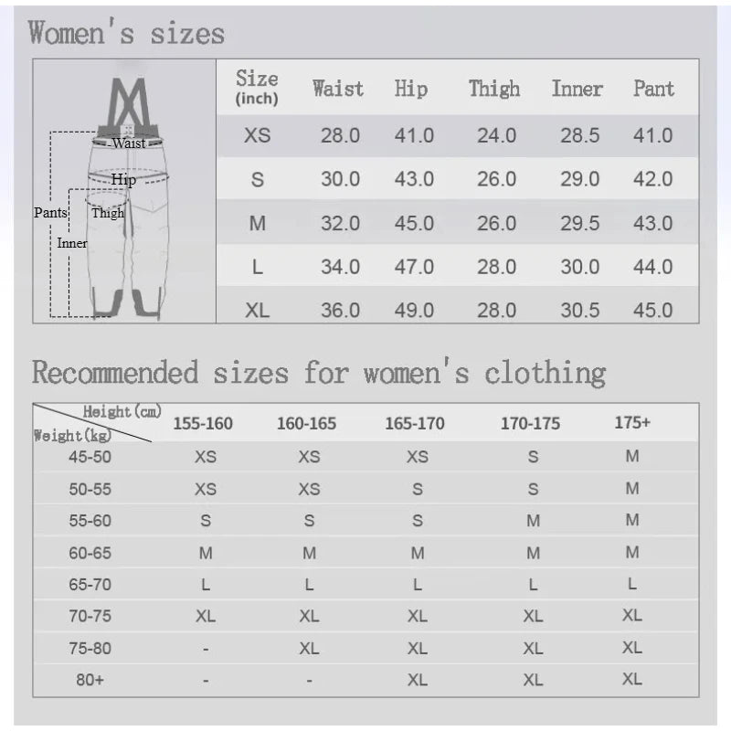 Full Length Suspender Ski and Snowboard Winter Bib Pants
