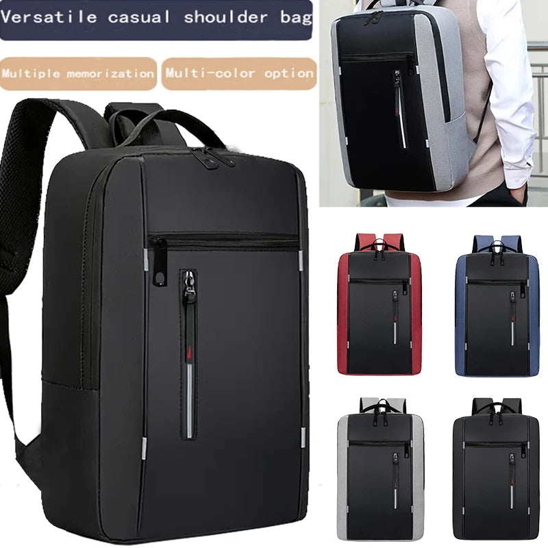 Rectangular Laptop Backpack with Front Zippered Pocket Design