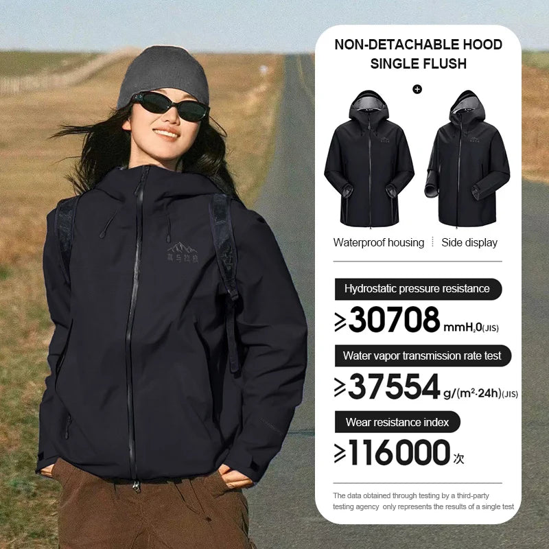 Long Sleeve Hooded Full Zip Ski Jacket with Pockets