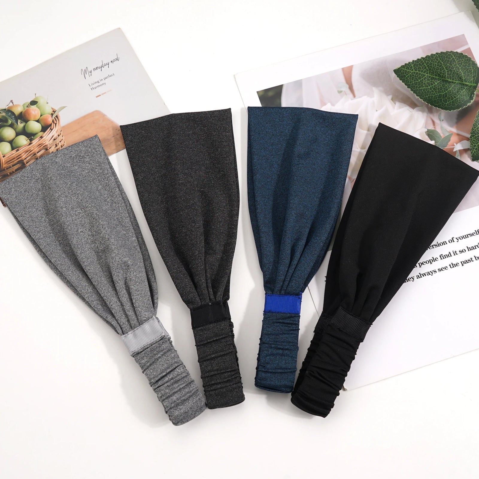 Elastic Sports Headband with Wide Fabric Band for Hair Control