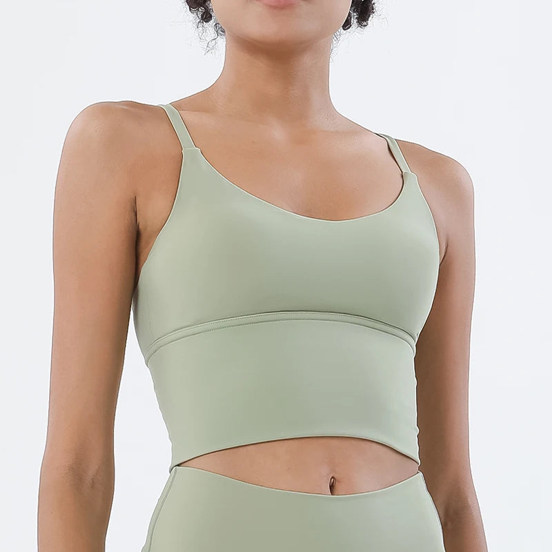 Women's V Neck Cross Back Longline Tank Top