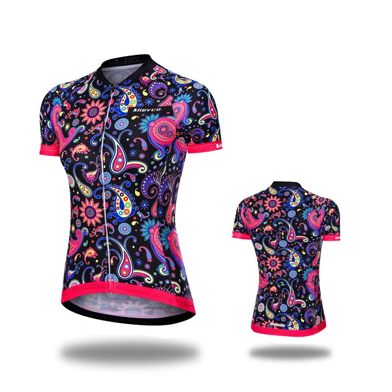Women Cycling Jersey Summer MTB Bike Shirt Lightweight Breathable Reflective Cycling Top